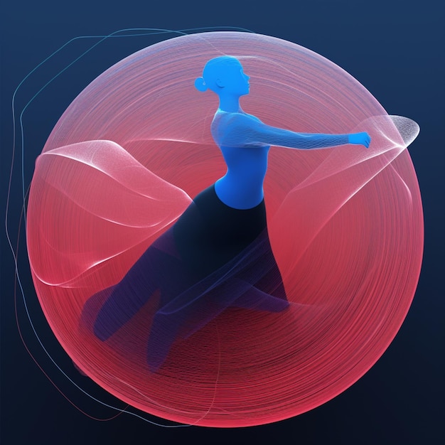 arafed image of a woman in a blue dress in a red circle generative ai
