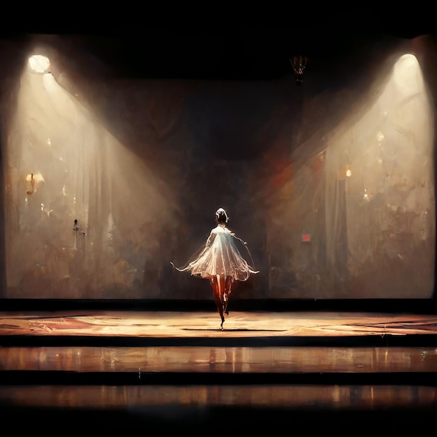 arafed image of a woman in a white dress on a stage generative ai