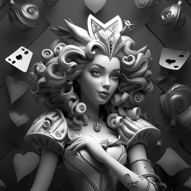 Foto immagine arafed di una donna con una corona e carte da gioco generative ai