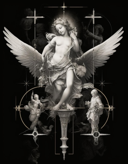 Арафедское изображение женщины с крыльями и ангелами