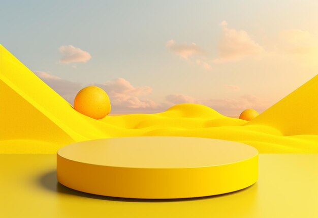 Arafed image of a yellow platform in a desert with a sky background generative ai