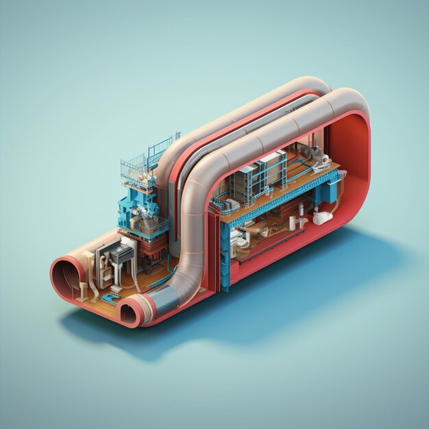 Arafed industrial pipe with a large pipe and a ladder generative ai