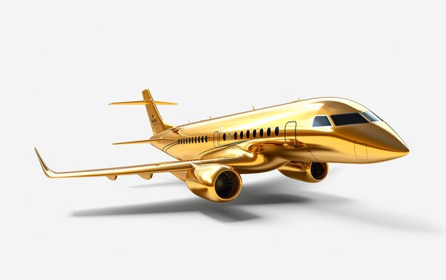 Photo arafed jet airplane with a shiny gold body and black tail generative ai