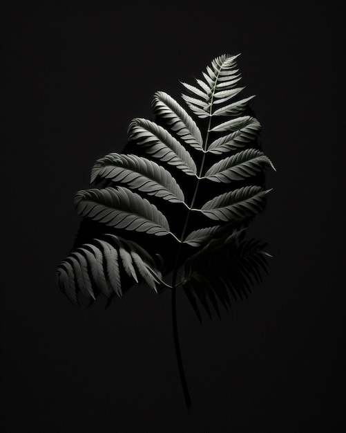 Photo arafed leaf on a black background with a dark background generative ai