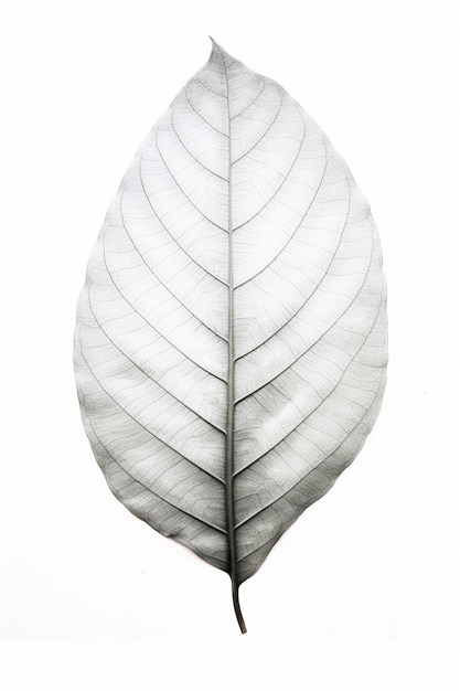 Photo arafed leaf with a thin stem on a white background generative ai