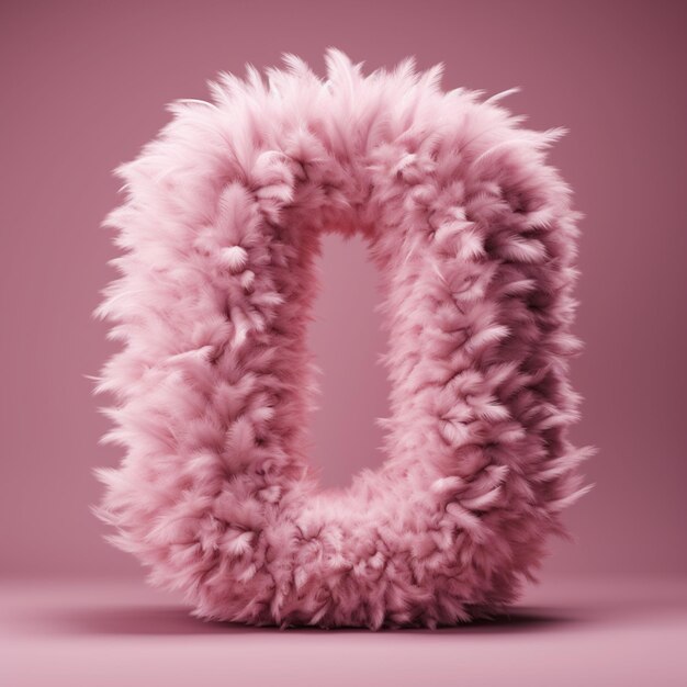 arafed letter o made of fluffy pink fur on a pink background generative ai