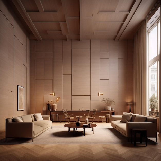 arafed living room with a couch generative ai