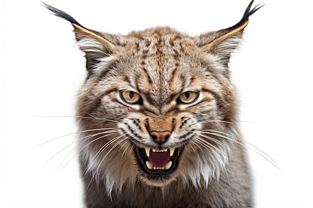 arafed lynx with open mouth and teeth showing teeth generative ai