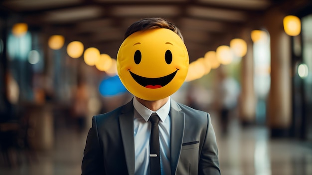 arafed man in a suit with a smiley face on his face Generative AI