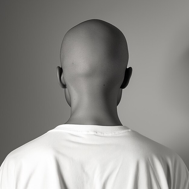 Фото Отрезанный мужчина с лысой головой и белой рубашкой