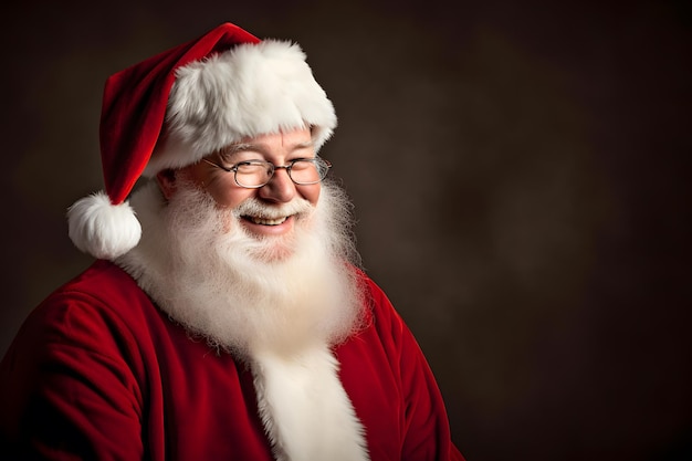 arafed man with a beard and glasses wearing a santa hat Generative AI