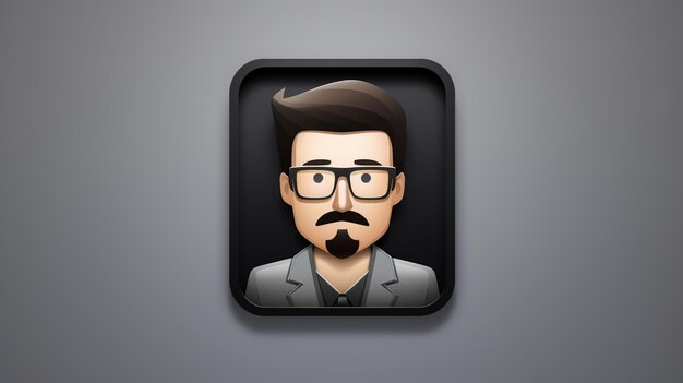 arafed man with glasses and mustache in a black square button generative ai