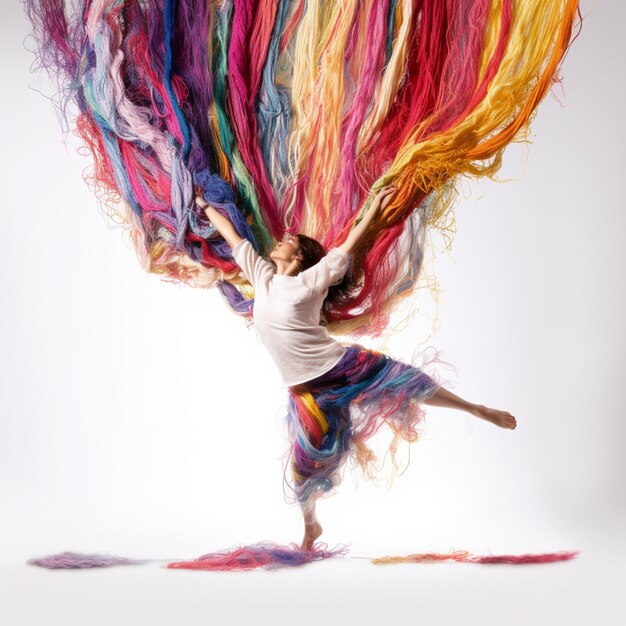 Photo arafed man with multi colored hair in a studio ai generative