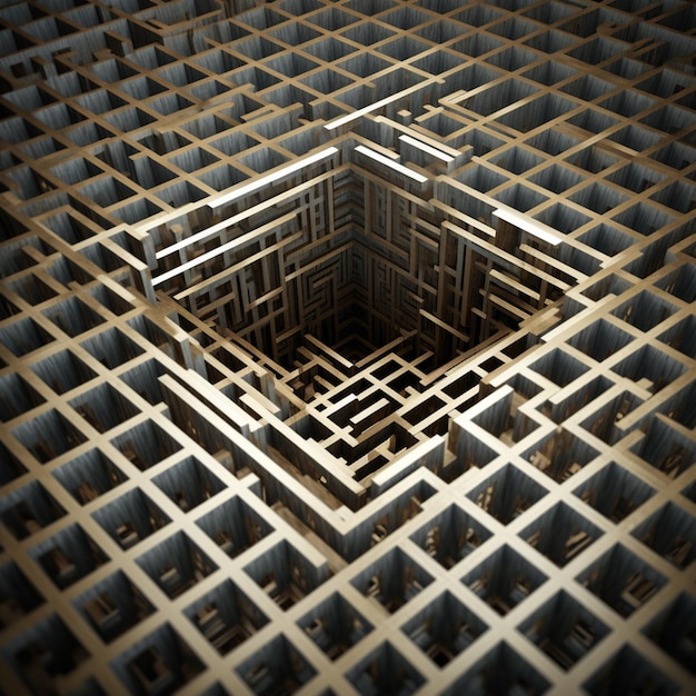 Foto labirinto arafed con un'apertura quadrata nel mezzo generativo ai
