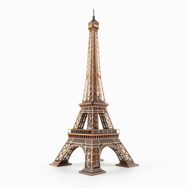 Photo arafed model of the eiffel tower on a white background generative ai