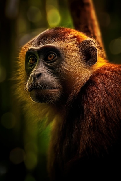 arafed monkey with a yellow face and a black nose generative ai