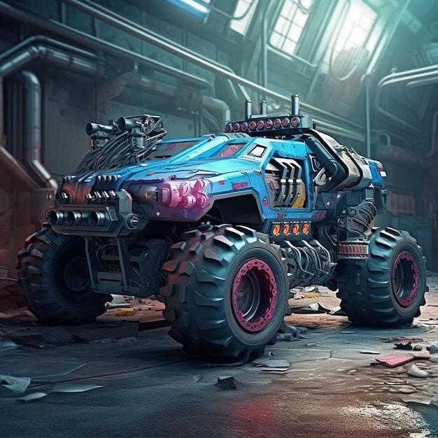 arafed monster truck with a large generative ai