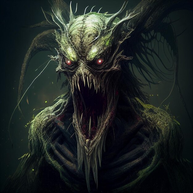 Premium AI Image  Creepy monster in a dark room