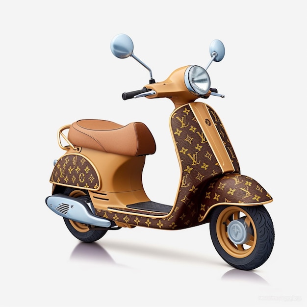 arafed moped with a louis vuitton pattern on the front generative ai