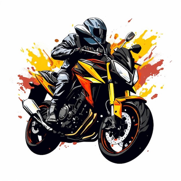 Arafed motorrijder in een helm en zwarte jas rijdend op een motorfiets generatieve ai