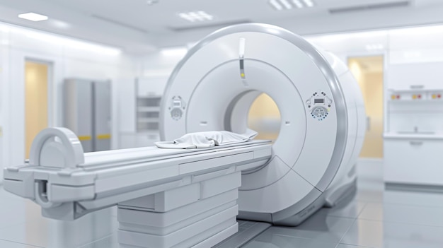 arafed mri-machine in een ziekenhuiskamer met een tafel en stoelen generatieve ai