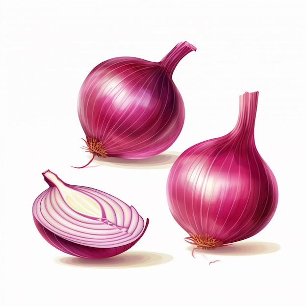 arafed onion and sliced onion on a white background generative ai