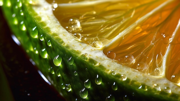 Arafed orange slice with water droplets on top of it generative ai