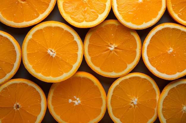 Arafed orange slices are arranged in a pattern on a white surface generative ai