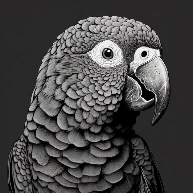 arafed parrot with a black background and a white background generative ai