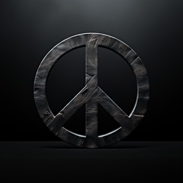 arafed peace sign on a black background with a light shining generative ai