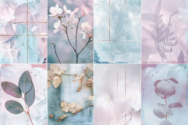 arafed photo of a series of photos of flowers and leaves generative ai