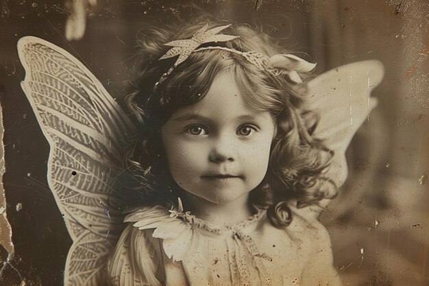 arafed photo of a young girl with a butterfly wings generative ai