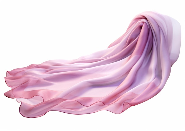 Arafed pink fabric draped in a wave on a white background generative ai