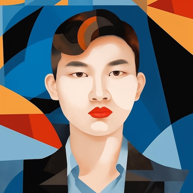 Arafed portrait of a woman with a red lipstick and a suit generative ai
