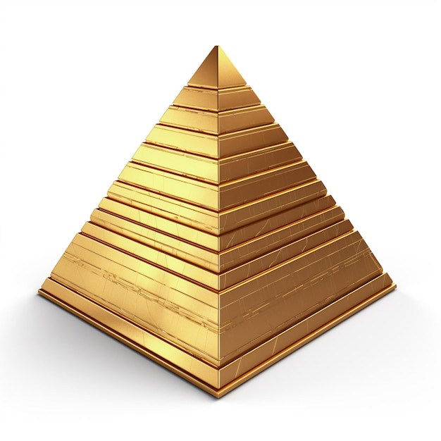 arafed pyramid of gold bars on a white background generative ai