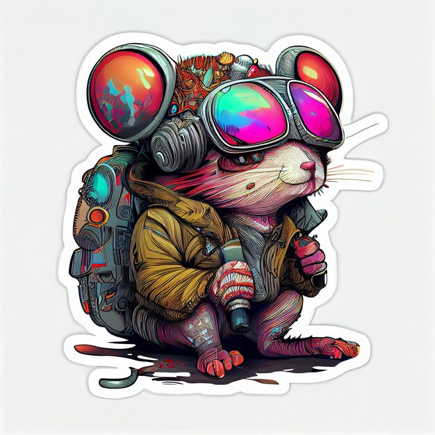 arafed rat with a backpack and goggles sitting on the ground generative ai