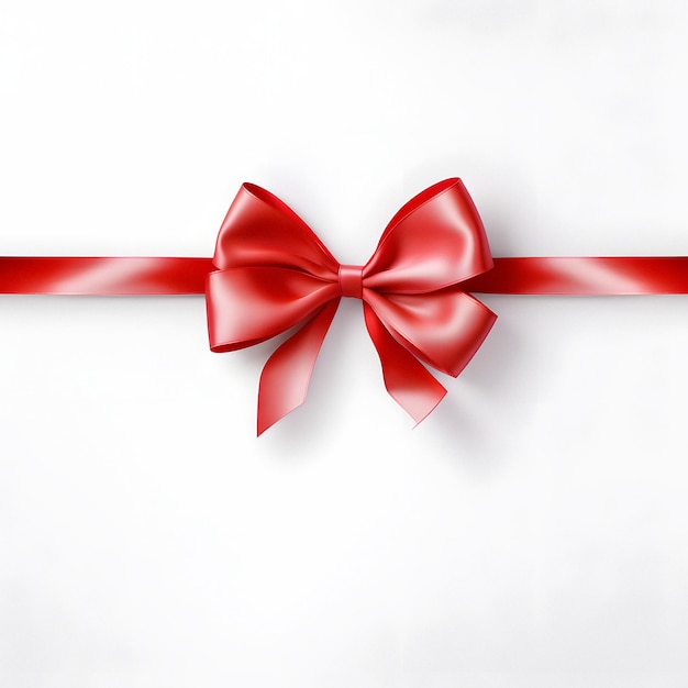 arafed red ribbon with bow on white background with copy space Generative AI