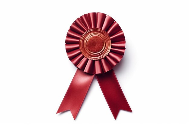 Photo arafed red ribbon with a rosette on a white background generative ai