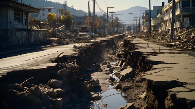 真ん中に穴のあるアラフェド道路 生成 AI