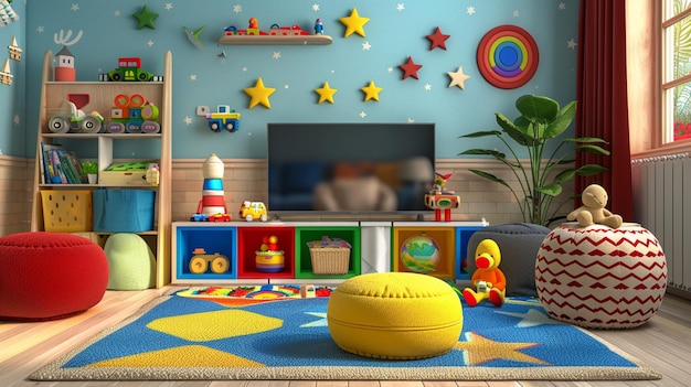 arafed room with a television generative ai