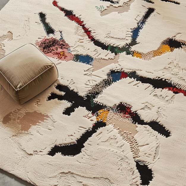 Arafed rug with a pillow and a pillow on the floor generative ai