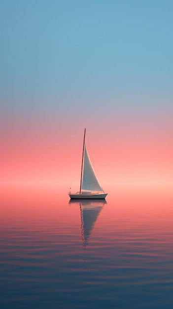 Arafed sailboat floating on calm water at sunset generative ai