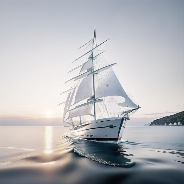 arafed sailboat sailing in the ocean at sunset