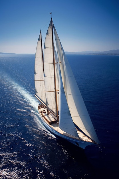 Photo arafed sailboat sailing in open ocean with blue sky generative ai