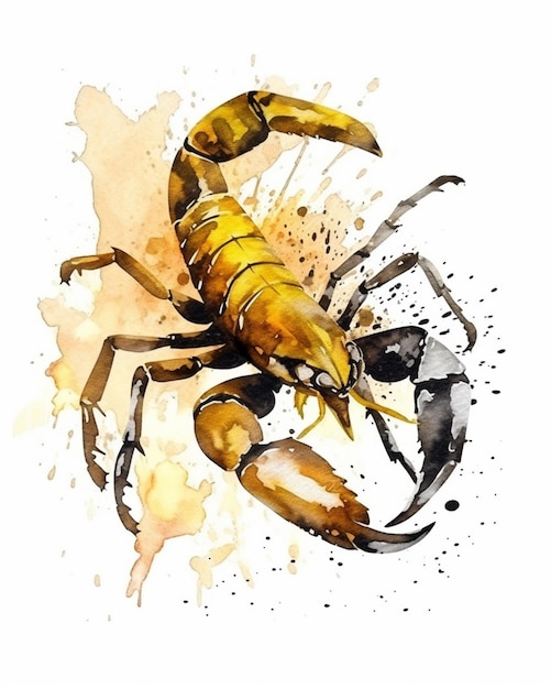 arafed scorpion with a yellow body and black claws generative ai