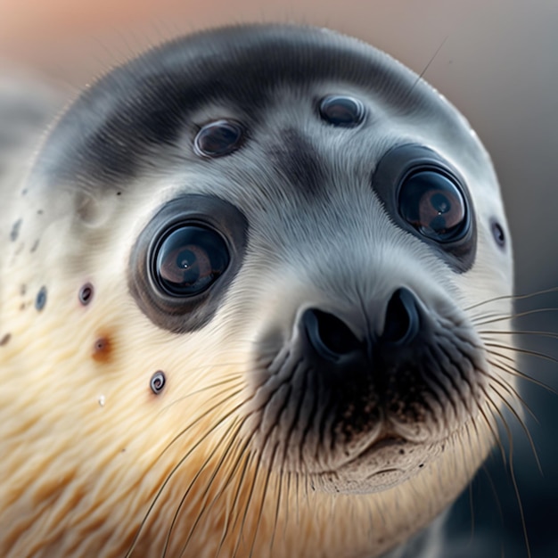 Arafed seal looking at the camera with a very big eye generative ai