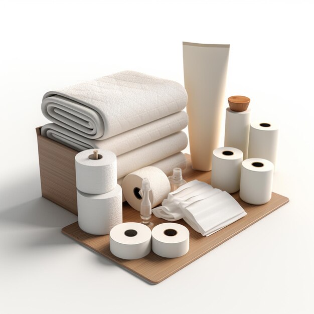 arafed set of toilet paper and rolls on a tray generative ai