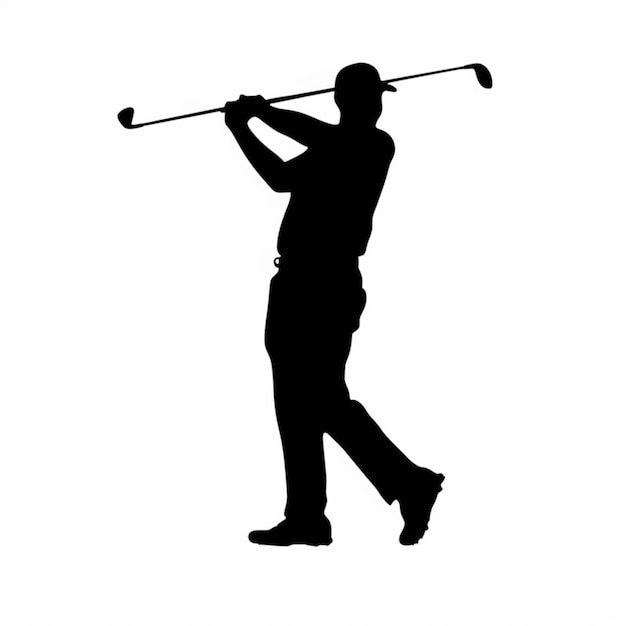 Foto arafed silhouet van een man die golf speelt op een witte achtergrond generatieve ai