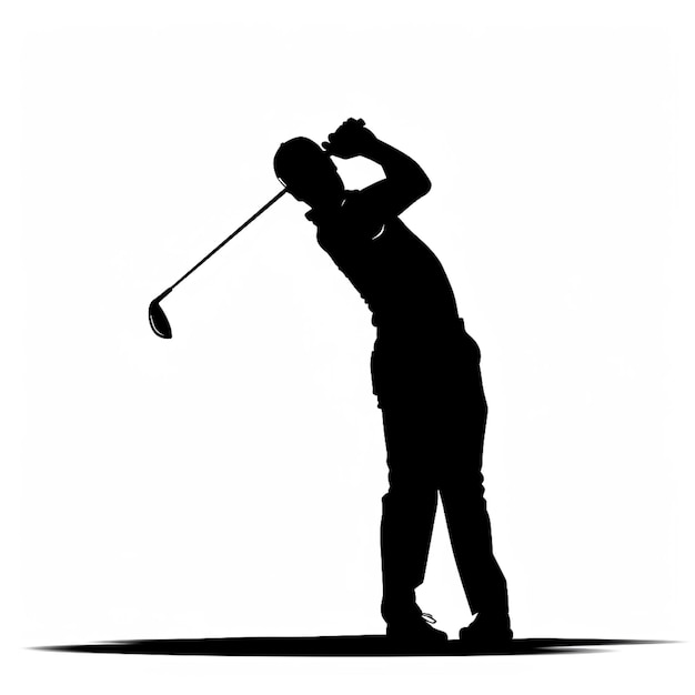 Photo arafed silhouette of a man playing golf on a white background