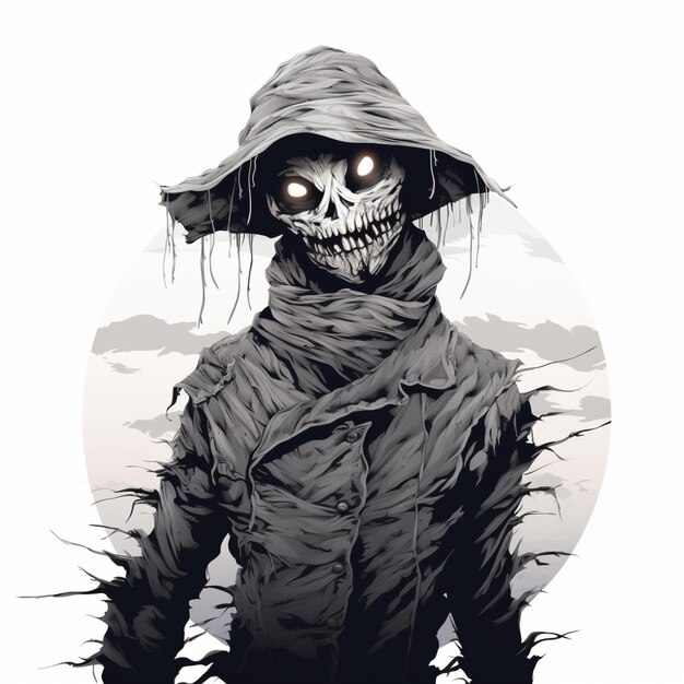 arafed skeleton in a hooded jacket and hat with a hood on generative ai